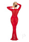 Lace Net Body Con Gown Heart Red Os-2
