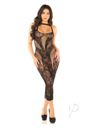 Leg Avenue Seamless Rhinestone Lace and Net Dress Black, a sultry black lace bodycon lingerie dress adorned with rhinestones.