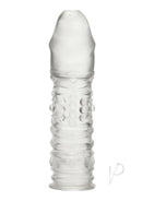 Blue Line 6.5 Inch Veiny Penis Extension Clear for added length and texture to enhance partnered play.