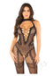 Leg Avenue crotchless bodystocking in black, featuring daring lace-up design and flirty cut-out details.