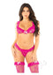Ruffle Bow Bra Gstring Thigh High Mag Os-0
