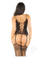 Lace Net Cami Stocking Gstring Blk Os-2
