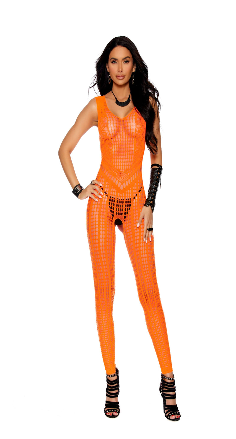 SHORT SLEEVE BODYSTOCKING NEON ORANGE O/S-0