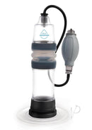 Zolo Aquapump Compact Silicone Penis Pump Black and Blue with clear body and manual pump system.