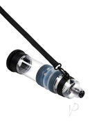 Zolo Aquapump Compact Silicone Penis Pump Black and Blue showcased with strap for easy handling.