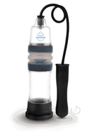 Zolo Aquapump Auto Pro Silicone Penis Pump Black/Blue with ergonomic design and electronic auto pump features.