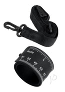 Zolo Aquapump Auto Pro Silicone Penis Pump Black/Blue accessory with measuring strap and gauge for sizing.