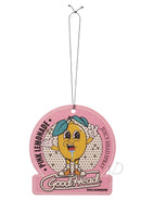 Goodhead Air Freshener in Pink Lemonade scent featuring a playful lemon character on a pink background.