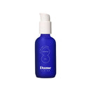 Dame Sex Oil Massage Oil 2 Oz in a blue bottle with white pump dispenser on a white background.