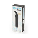 Happy Rabbit Silicone Bullet Vibrator With Ears Black packaging showcasing the compact design and feature highlights.