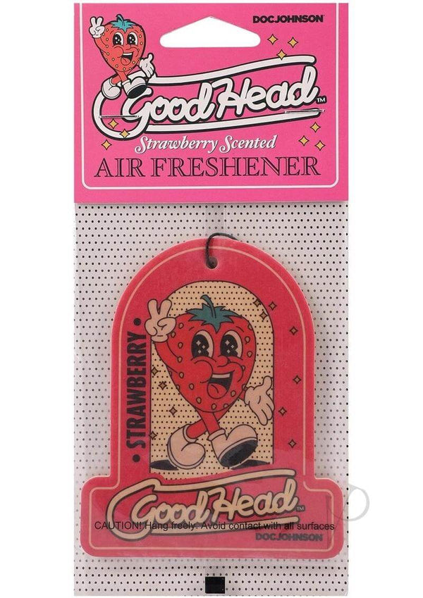 Goodhead Strawberry Scented Air Freshener in a vibrant red and pink packaging, perfect for freshening up any space.