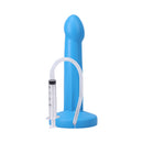 Tantus Pop Squirting Dildo Lagoon with syringe for ejaculation-style fun and silicone surface for easy insertion.