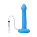 Tantus Pop Squirting Dildo Lagoon with syringe for ejaculation-style fun and easy insertion.