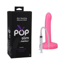 Tantus Pop Slim Squirting Dildo Watermelon with box, syringe, and accessories for realistic strap-on play.