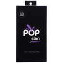 Tantus Pop Slim Squirting Dildo Indiglow packaging, featuring sleek design and premium branding. Slim squirting dildo.