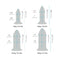 b-Vibe 4 Piece Anal Dilators Glass Plug Set size dimensions and weight chart showing all four plugs.