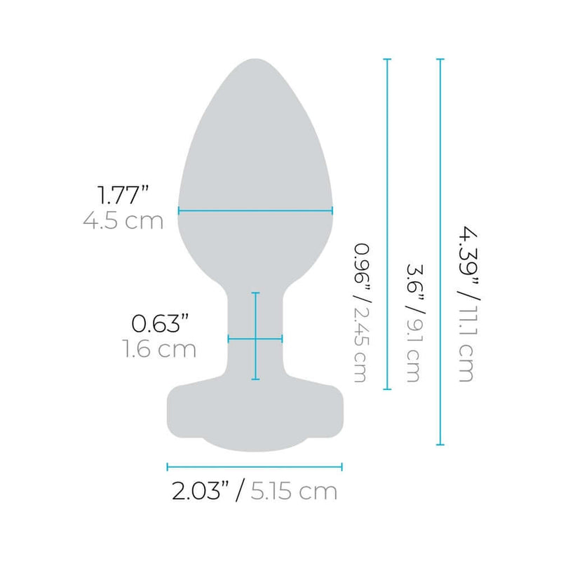 Dimensions of b-Vibe Vibrating Jewel Remote Controlled Anal Plug L XL showing various measurements in centimeters.