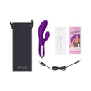 Le Wand Blend Double Motor Rabbit Vibrator Dark Cherry with accessories in elegant packaging.
