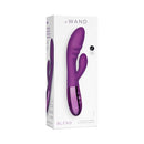 Le Wand Blend Double Motor Rabbit Vibrator Dark Cherry in stylish packaging highlighting its luxury design.