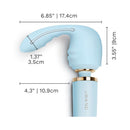Le Wand Flexi Posable Silicone Attachment dimensions illustration showing flexible design and textured ridges.