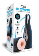 Zolo Blowpin Rechargeable Masturbator Black sleek design with integrated squeeze and suck functions for a lifelike pleasure experience.