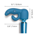 Le Wand Petite Dual Weighted Silicone Attachment top view with dimensions 5.1" x 2.9" and 2.1" height.