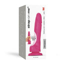 Strap-On-Me Sliding Skin Realistic Dildo Fuchsia Medium in packaging with dual density design.