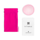 INTIMINA Ziggy Cup 2 Flat Fit Menstrual Cup Size A with pink storage bag and instruction card.