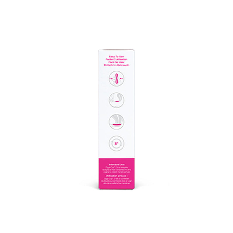 INTIMINA Ziggy Cup 2 Flat Fit Menstrual Cup Size B packaging with usage instructions
