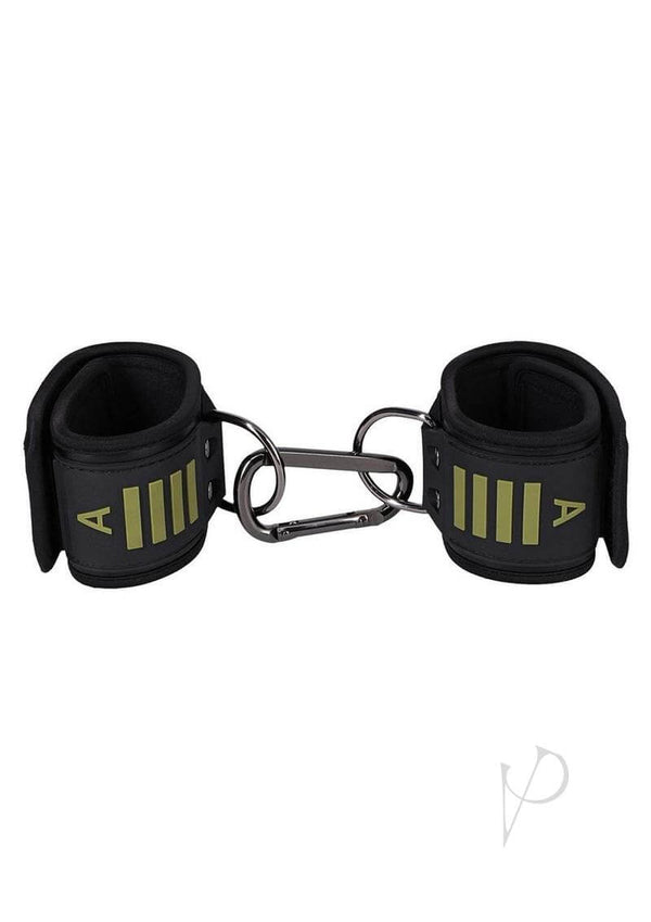 Fort Troff Tactical Ankle Cuffs in black with Velcro closure, featuring soft neoprene lining for comfort.