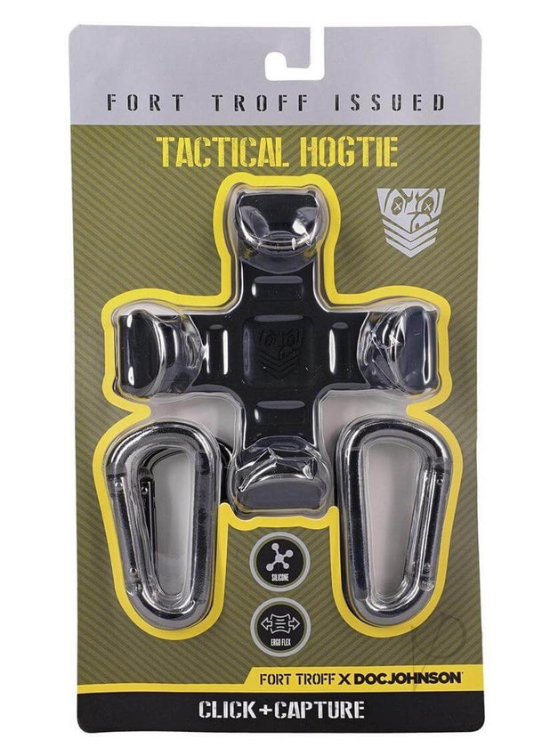 Fort Troff Tactical Hogtie in black packaging with four D-rings for secure limb binding and easy capture.