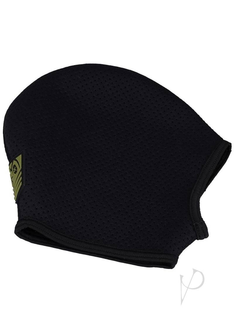 Fort Troff Black Ops Hood Regular Size in black perforated neoprene for sensory play and comfort.