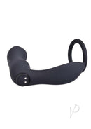 Ass-Sation Silicone Prostate Stimulator with Cock Ring Black, featuring a smooth ergonomic design for stimulation.