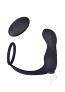 Ass-Sation Silicone Prostate Stimulator with Cock Ring Black - ergonomic design for internal stimulation and comfort.