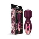 Zola Rechargeable Silicone Mini Wand in rich wine red design with packaging featuring floral details.