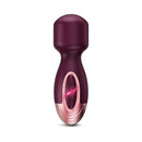 Zola Rechargeable Silicone Mini Wand in wine red, compact design for powerful sensations, easy to hold and store.