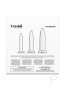 Crystal Trainer Glass Anal Plugs Kit 3 Piece Set Clear packaging showcasing three exquisite glass anal plugs.