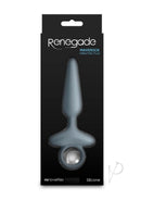 Renegade Maverick Rechargeable Silicone Anal Plug Gray in packaging, showcasing elegant design and functionality.