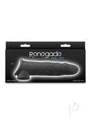 Renegade Annex Silicone Penis Extension Thin Black packaging featuring a realistic, stretchy sleeve design.