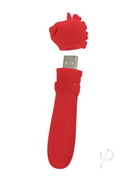 Unihorn Cupid's Beau Rechargeable Silicone Bullet Red with cap removed, showcasing its sleek design and USB connector.