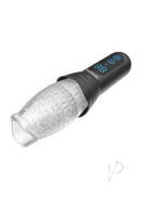 The Male Rose Pro Thrusting Rotating Masturbator Black/Clear showcasing its sleek design and innovative features.