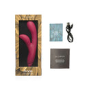 Je Joue Hera Rechargeable Silicone Rabbit Vibrator Fuchsia in packaging with accessories and manual.