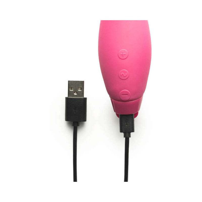 Je Joue Juno Rechargeable Silicone G-Spot Vibrator Fuchsia with USB charging cable