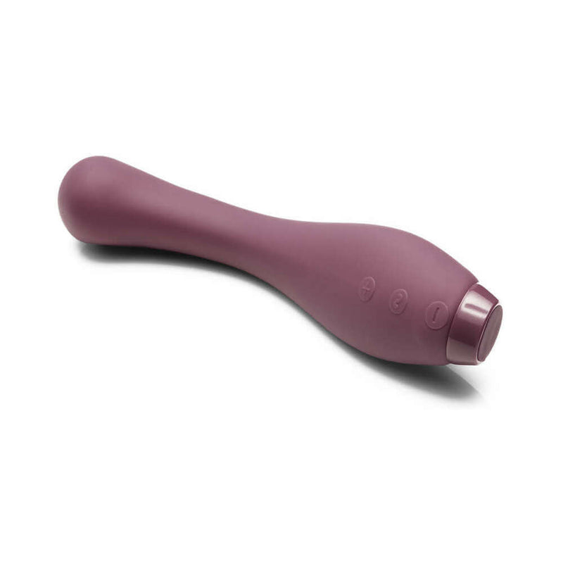 Je Joue Juno Rechargeable Silicone G-Spot Vibrator Purple on a white background, showcasing its sleek design.