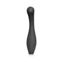 Je Joue Juno Flex Flexible Silicone G-Spot Vibrator Black on a white background, showcasing its smooth design and buttons.