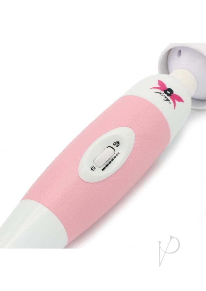 Pixey Powerful Wand Pink Edition close-up view with control switch and design features
