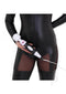 Woman in black bodysuit holding the Pixey Powerful Wand Black Edition for pleasure and relaxation.