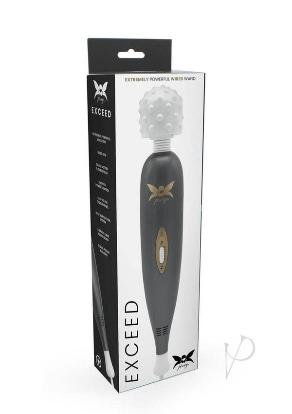 Pixey Exceed V2 Body Wand Grey, powerful vibrator wand in packaging, designed for pleasure and relaxation.