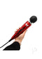 Pixey Silence Body Wand Cherry Edition Red handheld massager in a person's hand.