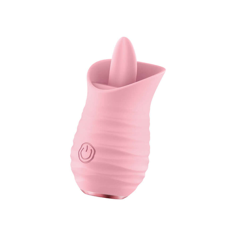Luv Inc Tongue Flickering Vibrator Clitoral Stimulator Pink, featuring a soft, flexible silicone tip designed for pleasure.